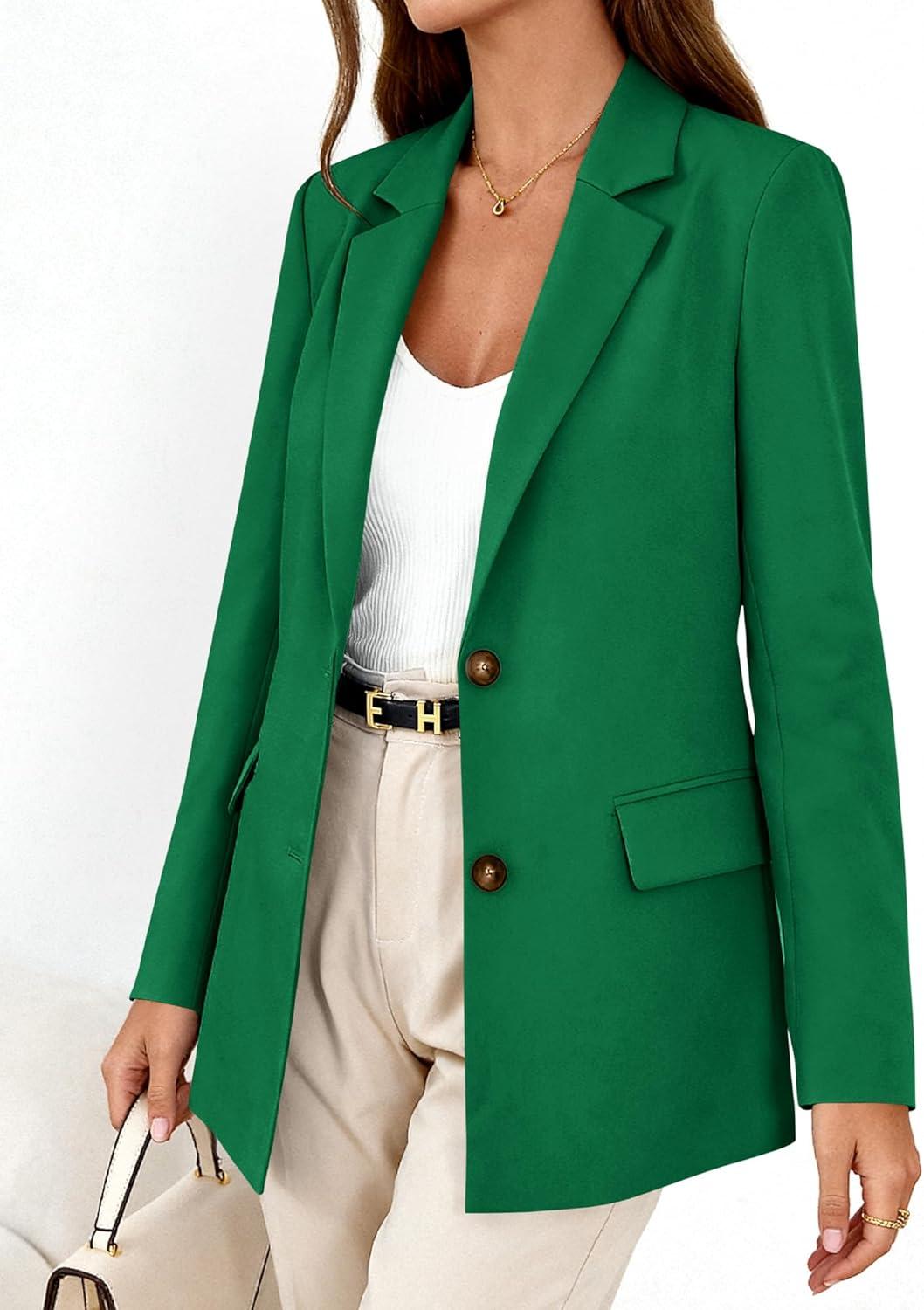 imageBTFBM Blazers for Women Business Casual 2025 Fall Clothes Lapel Open Front Winter Coats Work Office Suit Jackets BlazerDark Green