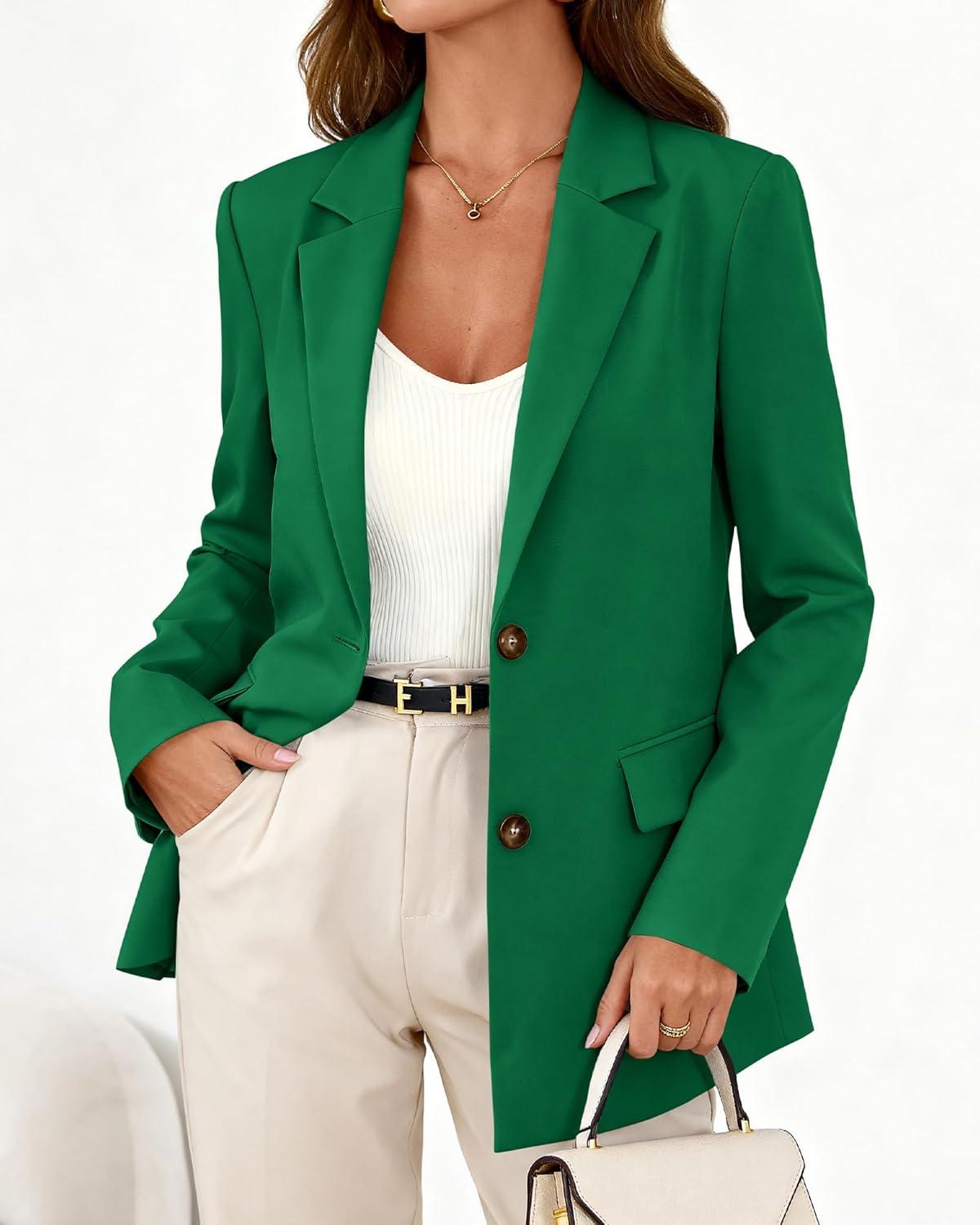 imageBTFBM Blazers for Women Business Casual 2025 Fall Clothes Lapel Open Front Winter Coats Work Office Suit Jackets BlazerDark Green