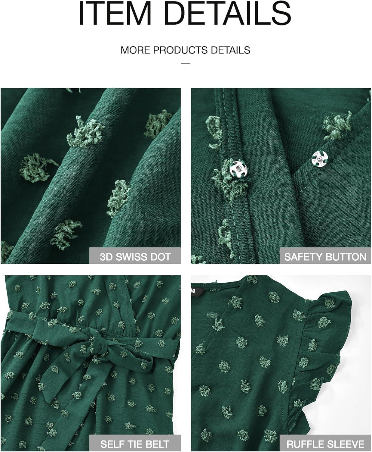 imageBTFBM Boho Dresses for Women 2026 Spring Fashion Cap Sleeve Swiss Dot Flowy Ruffle Beach Wedding Cocktail Maxi DressDark Green