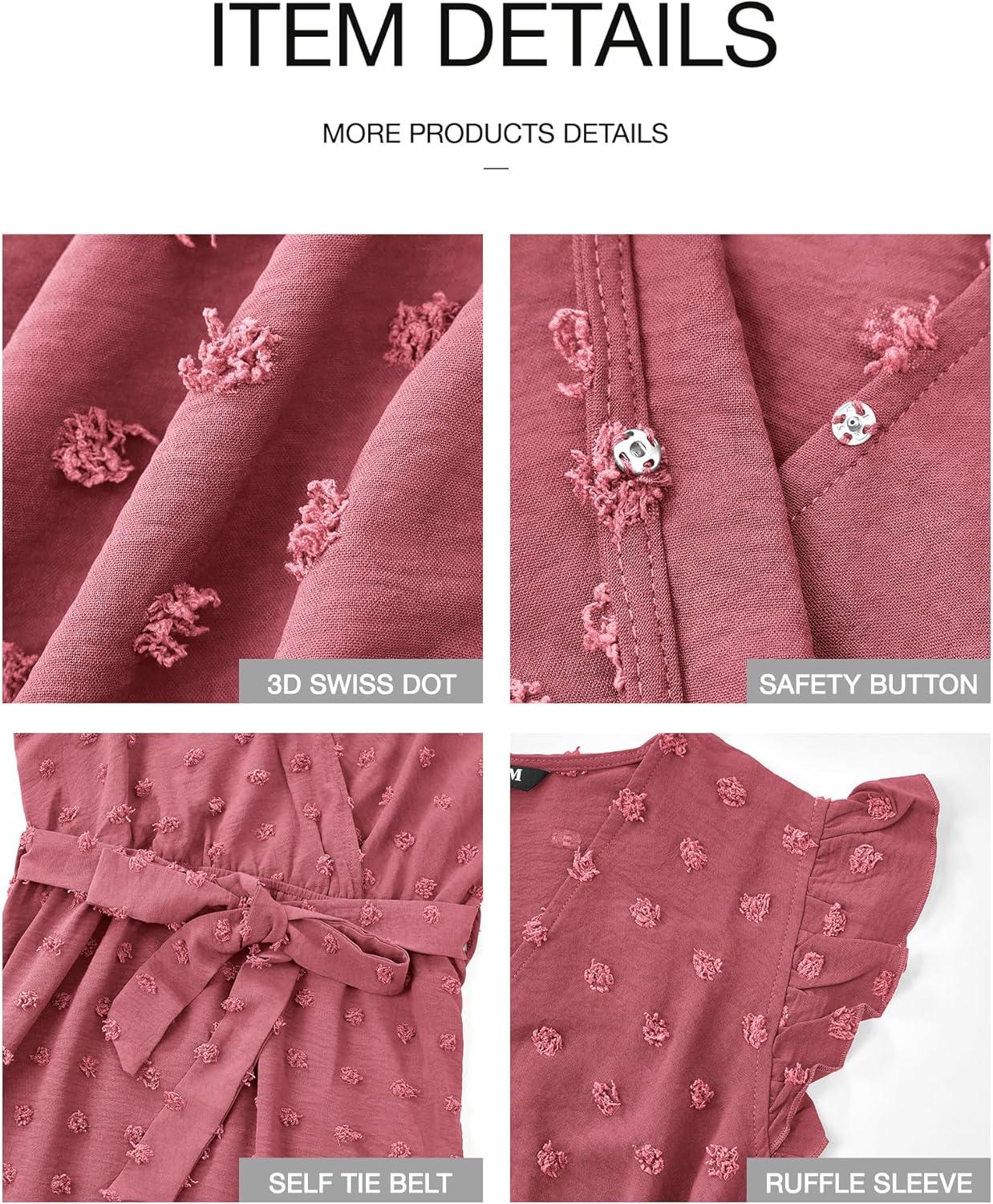 imageBTFBM Boho Dresses for Women 2026 Spring Fashion Cap Sleeve Swiss Dot Flowy Ruffle Beach Wedding Cocktail Maxi DressPink