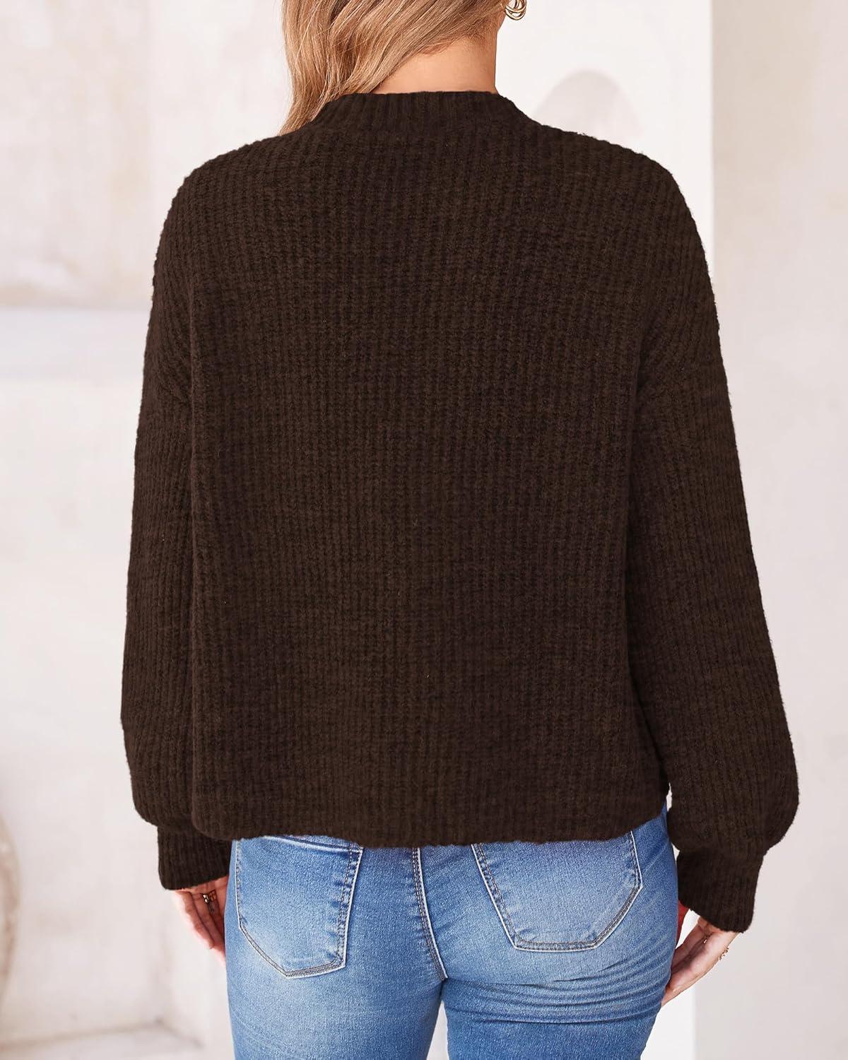 imageBTFBM Cardigan Sweaters for Women Fall 2026 Long Sleeve Button Down Soft Loose Chunky Knit Outwear Cropped Winter CoatsCoffee