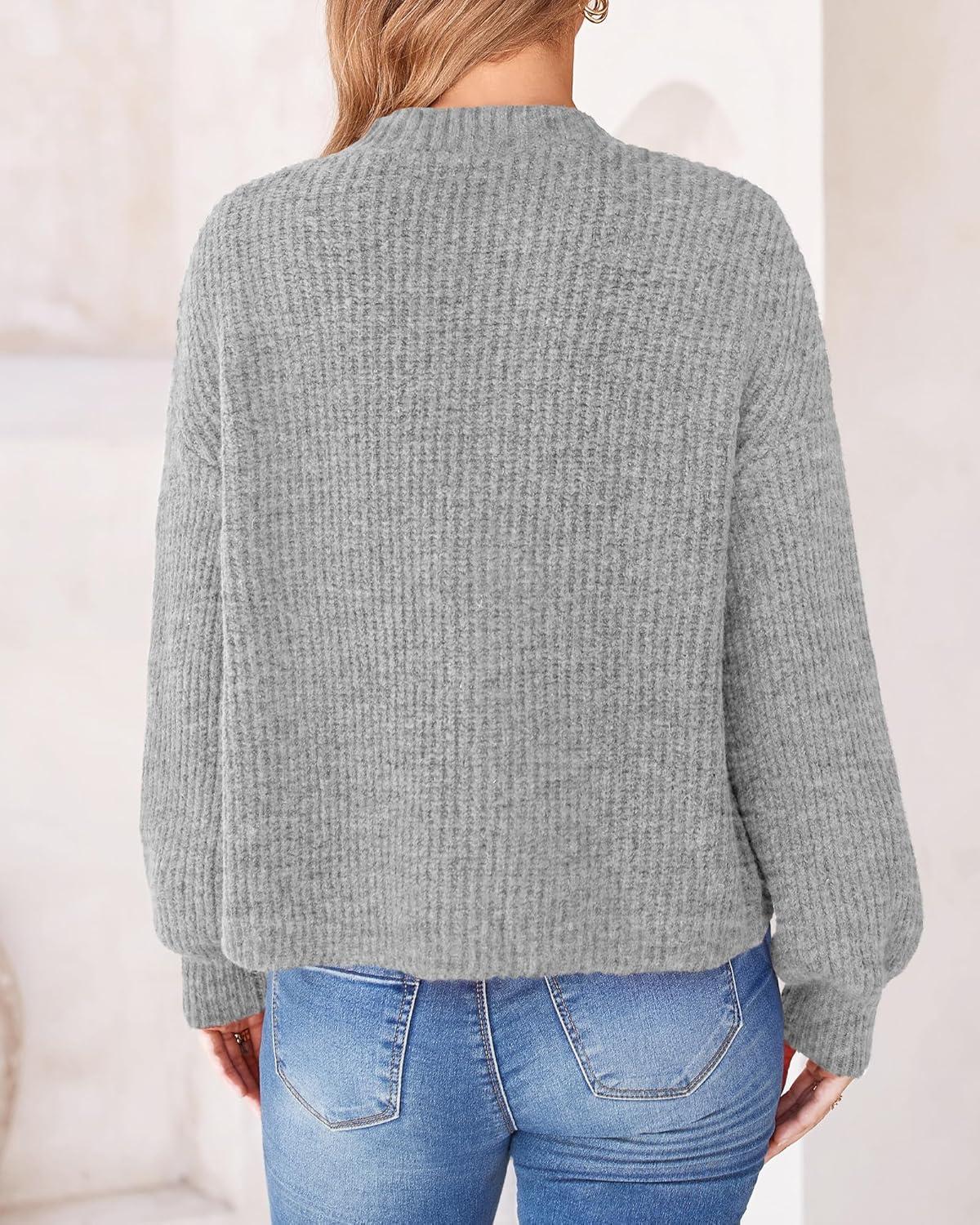imageBTFBM Cardigan Sweaters for Women Fall 2026 Long Sleeve Button Down Soft Loose Chunky Knit Outwear Cropped Winter CoatsGrey