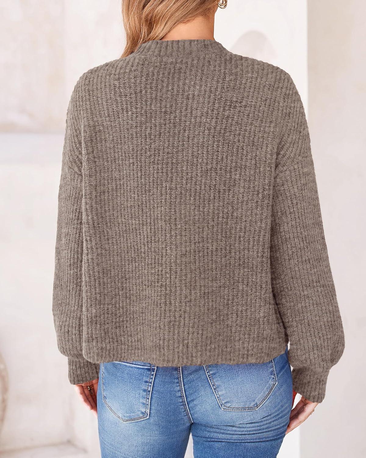 imageBTFBM Cardigan Sweaters for Women Fall 2026 Long Sleeve Button Down Soft Loose Chunky Knit Outwear Cropped Winter CoatsKhaki