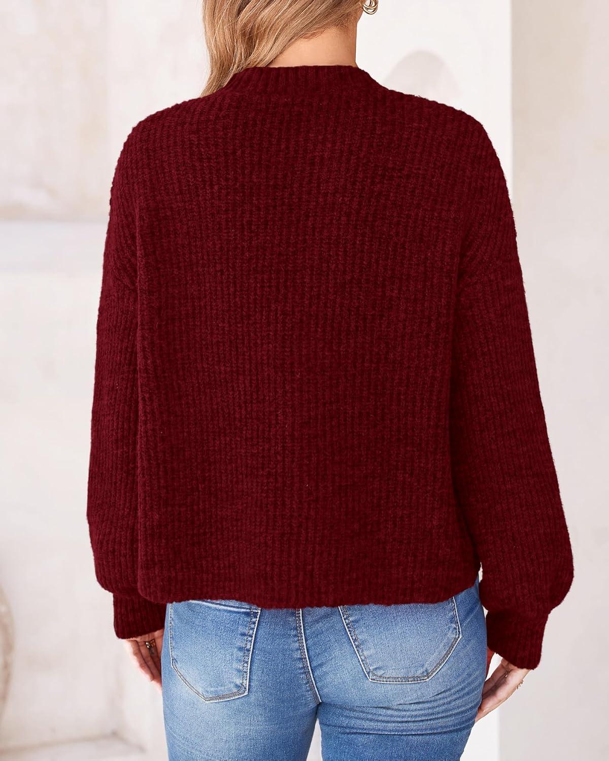 imageBTFBM Cardigan Sweaters for Women Fall 2026 Long Sleeve Button Down Soft Loose Chunky Knit Outwear Cropped Winter CoatsWine Red