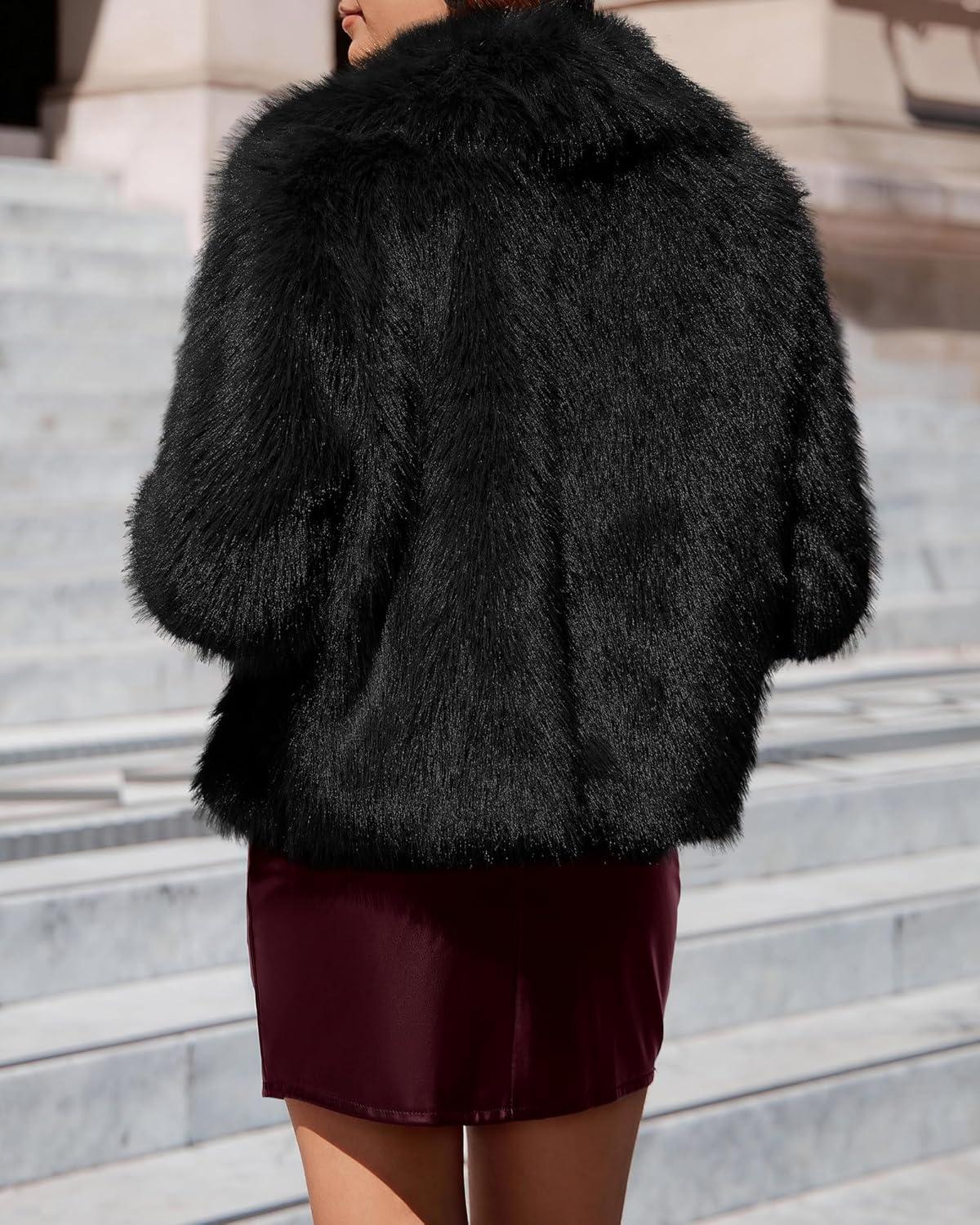 imageBTFBM Faux Fur Jacket Women Fluffy Winter Cropped Coats Zip Up Fuzzy Jackets Long Sleeve Furry Coat 2025 Fall ClothesBlack