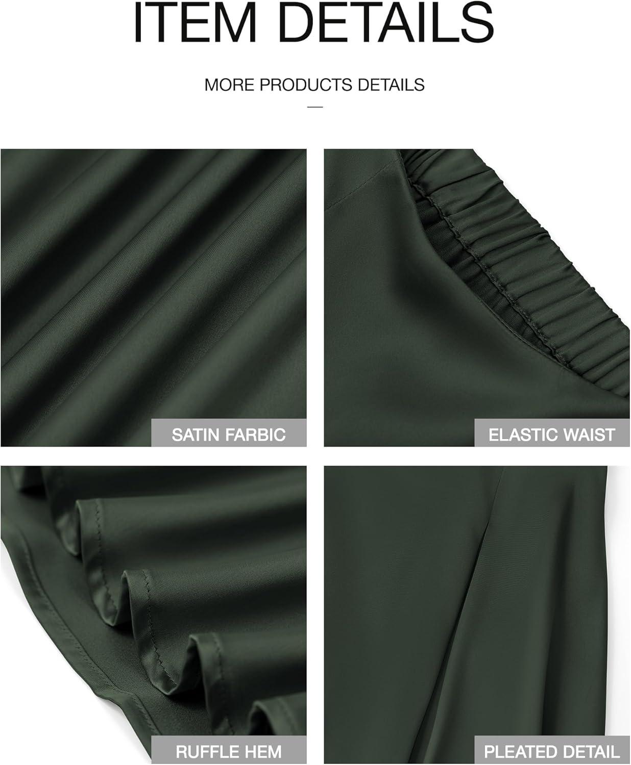 imageBTFBM High Waisted Skirts for Women Spring Clothes 2026 Elegant Satin Flowy ALine Cocktail Formal Night Out Maxi SkirtDark Army Green