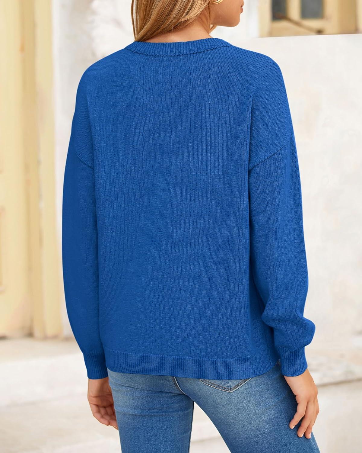 imageBTFBM Pullover Sweaters for Women Fall Crewneck Slouchy Long Sleeve Sweater Loose Casual Knit Tops Winter Clothes 2026Royal Blue