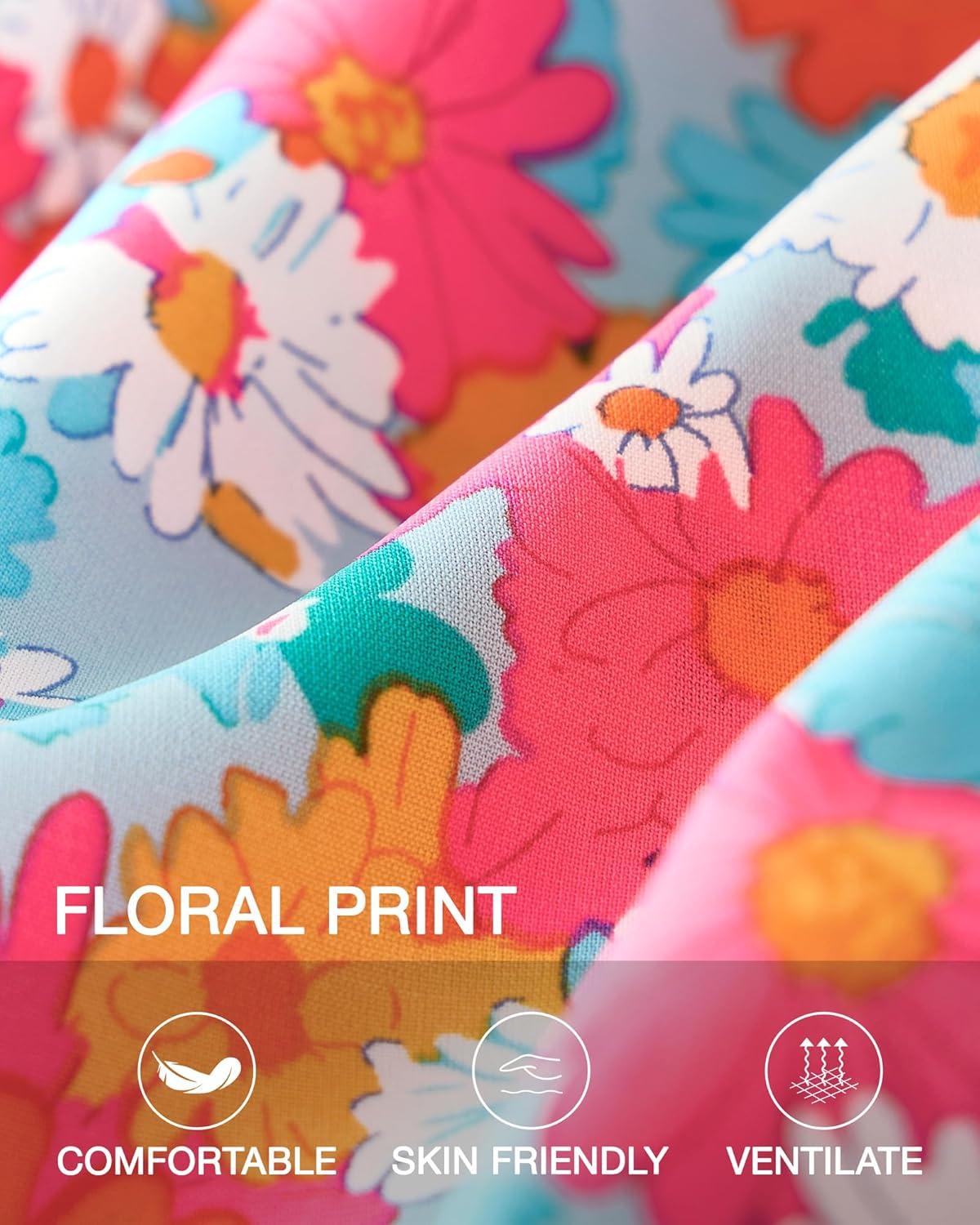 imageBTFBM Summer Blouses for Women Dressy Casual 2026 Fashion Spring Tops Floral Boho V Neck Puff Short Sleeve Top ShirtsFloral Light Blue Multi