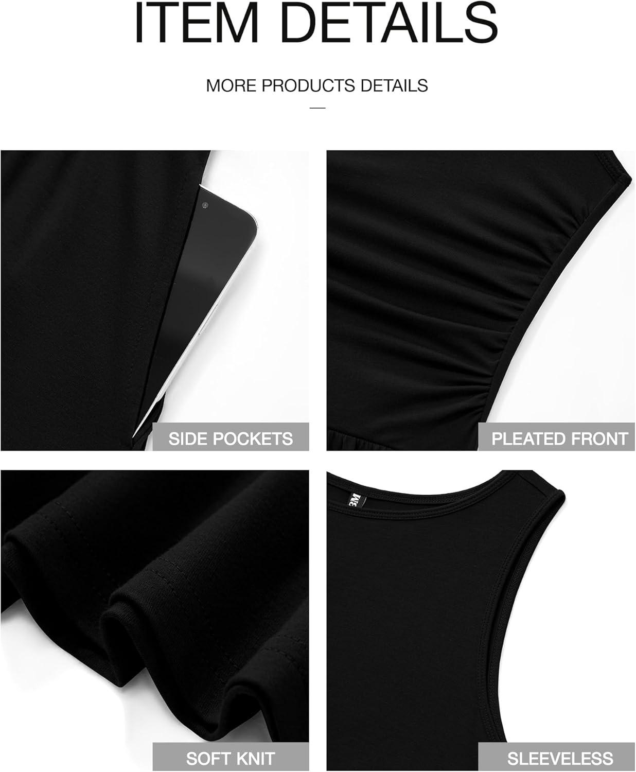 imageBTFBM Summer Maxi Dresses for Women 2026 Spring Sleeveless Casual Ruched High Waisted Long Sundress Flowy Beach DressBlack