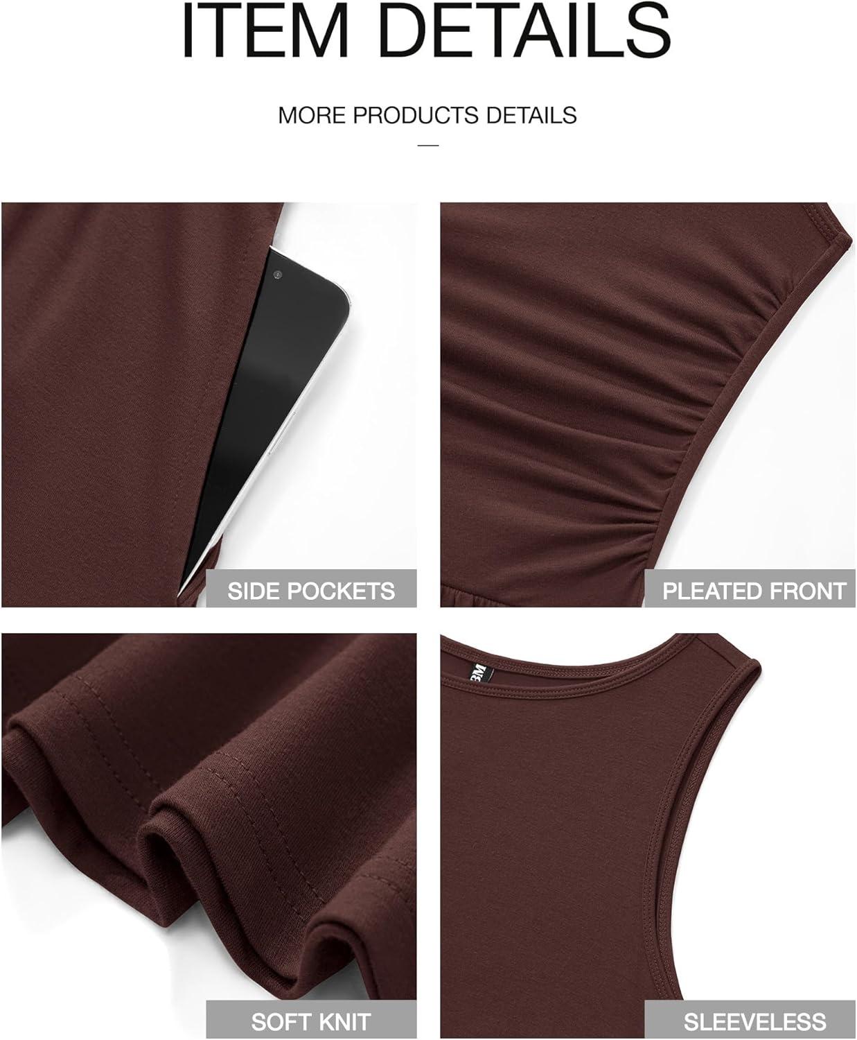 imageBTFBM Summer Maxi Dresses for Women 2026 Spring Sleeveless Casual Ruched High Waisted Long Sundress Flowy Beach DressCoffee