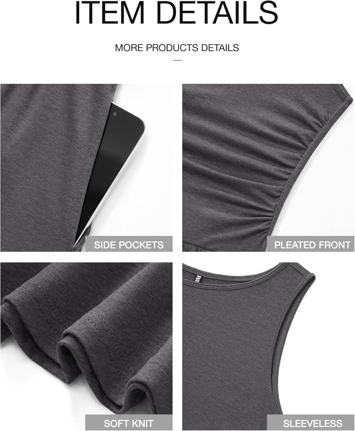 imageBTFBM Summer Maxi Dresses for Women 2026 Spring Sleeveless Casual Ruched High Waisted Long Sundress Flowy Beach DressDark Grey