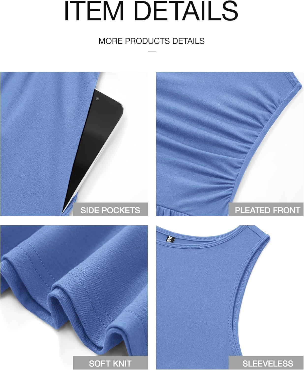 imageBTFBM Summer Maxi Dresses for Women 2026 Spring Sleeveless Casual Ruched High Waisted Long Sundress Flowy Beach DressLight Blue
