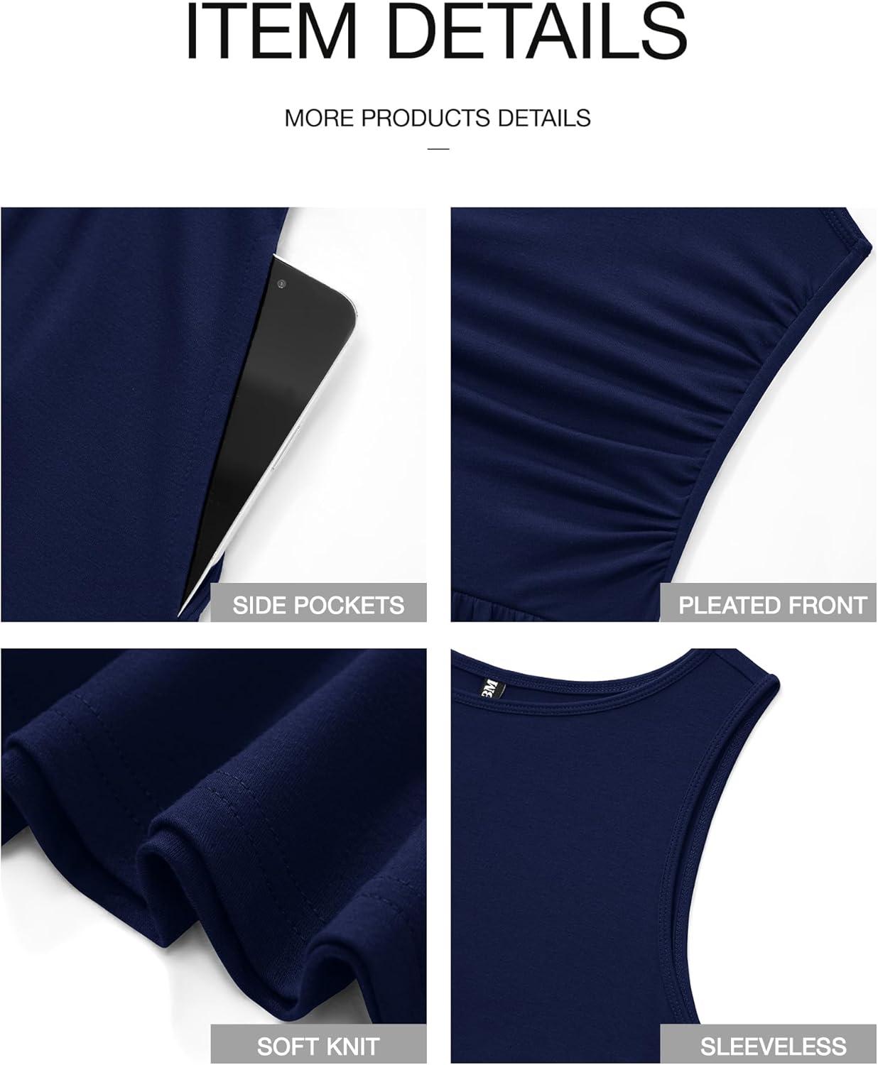 imageBTFBM Summer Maxi Dresses for Women 2026 Spring Sleeveless Casual Ruched High Waisted Long Sundress Flowy Beach DressNavy