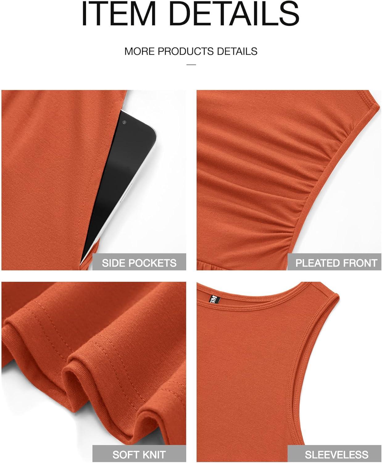 imageBTFBM Summer Maxi Dresses for Women 2026 Spring Sleeveless Casual Ruched High Waisted Long Sundress Flowy Beach DressOrange