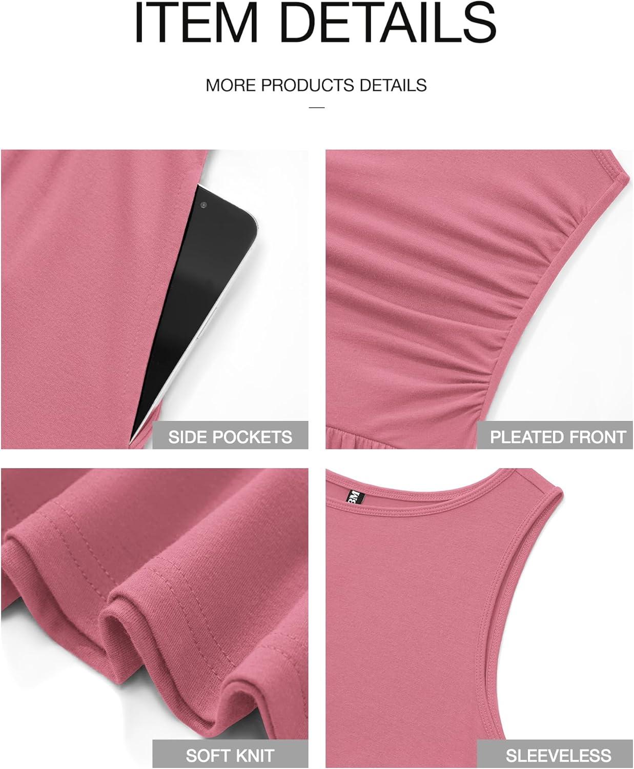 imageBTFBM Summer Maxi Dresses for Women 2026 Spring Sleeveless Casual Ruched High Waisted Long Sundress Flowy Beach DressPink
