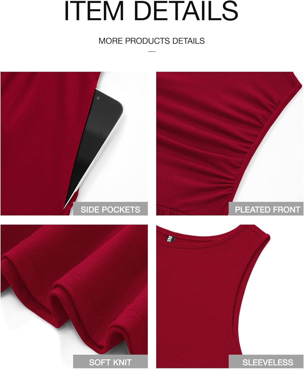 imageBTFBM Summer Maxi Dresses for Women 2026 Spring Sleeveless Casual Ruched High Waisted Long Sundress Flowy Beach DressRed