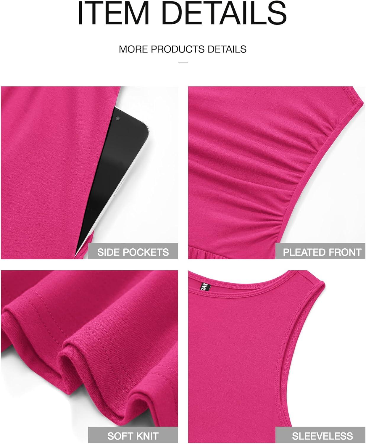 imageBTFBM Summer Maxi Dresses for Women 2026 Spring Sleeveless Casual Ruched High Waisted Long Sundress Flowy Beach DressRose Red