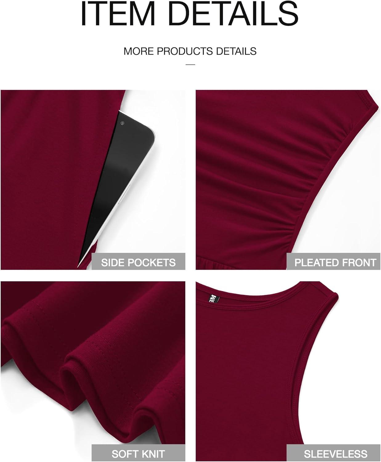 imageBTFBM Summer Maxi Dresses for Women 2026 Spring Sleeveless Casual Ruched High Waisted Long Sundress Flowy Beach DressWine Red
