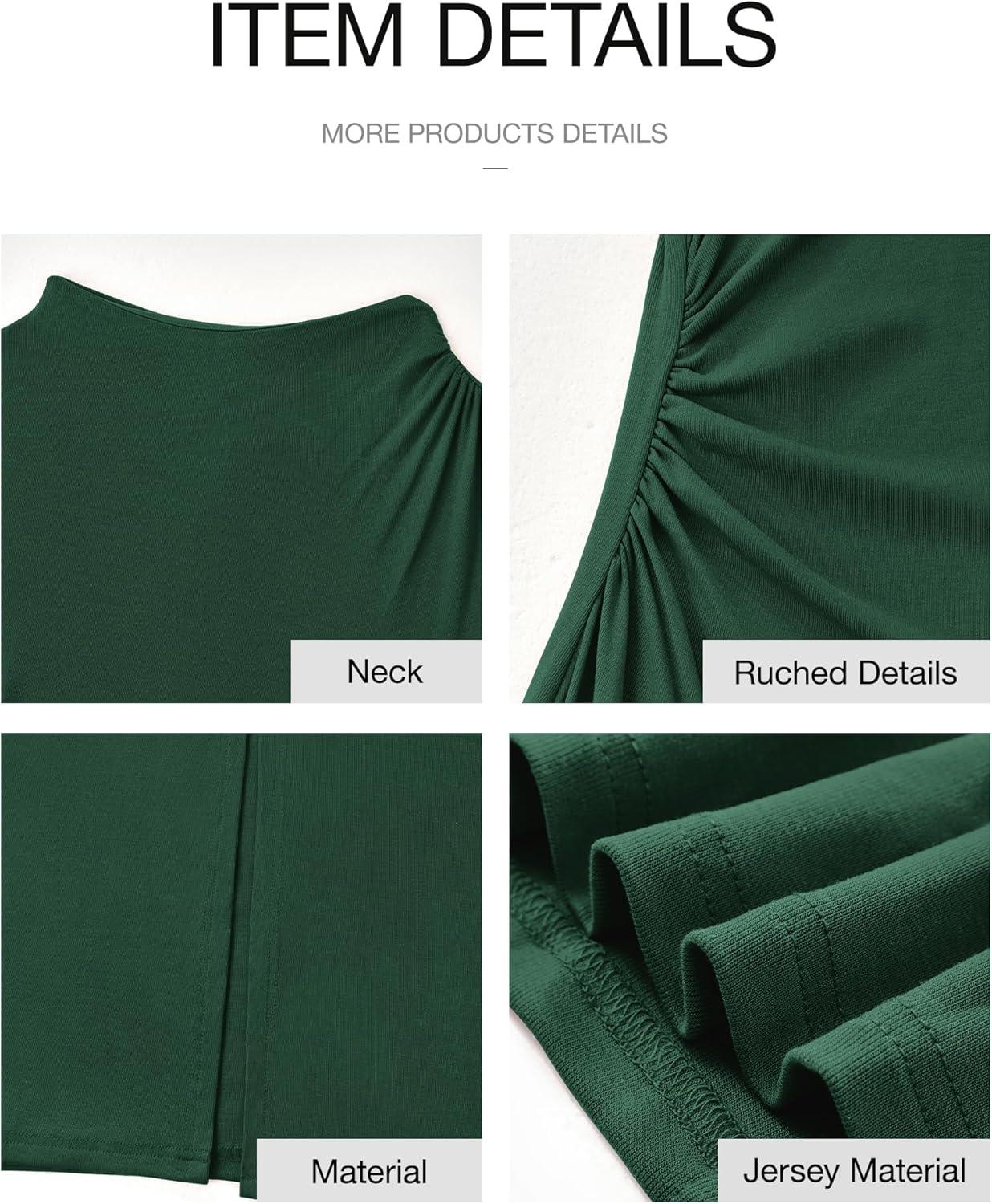 imageBTFBM Women Bodycon Maxi Dress Long Sleeve Back Slit Ruched Elegant Party Cocktail Formal Fall Wedding Guest DressesDark Green