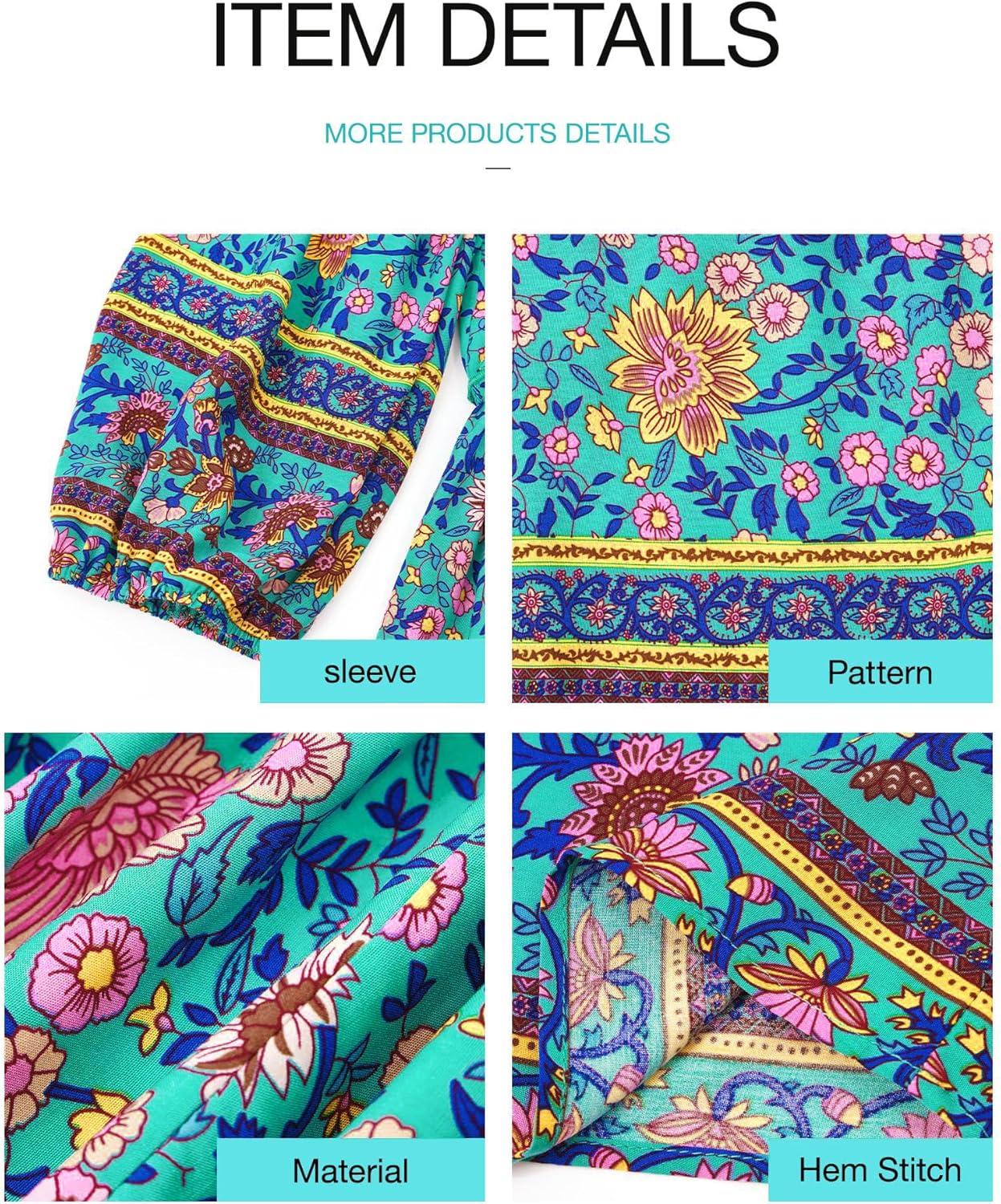 imageBTFBM Women Casual Spring Summer Dresses V Neck 34 Long Sleeve Ruffle Floral Flowy Boho Babydoll Mini Short Beach DressFloral Green