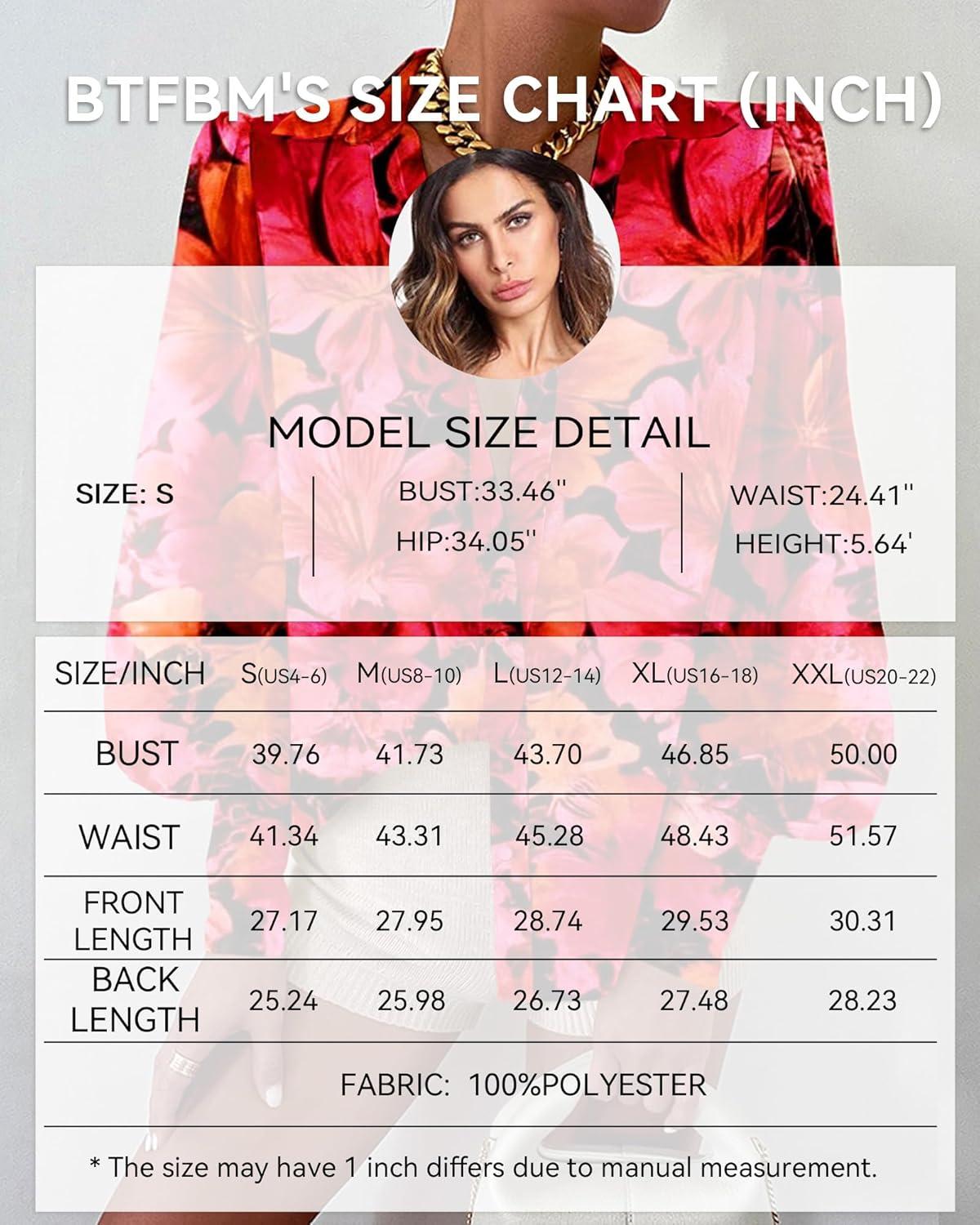 imageBTFBM Women Fashion Button Down Shirts V Neck Printed Solid Boho Long Sleeve Blouses Dressy Casual Summer Fall TopsFloral Red