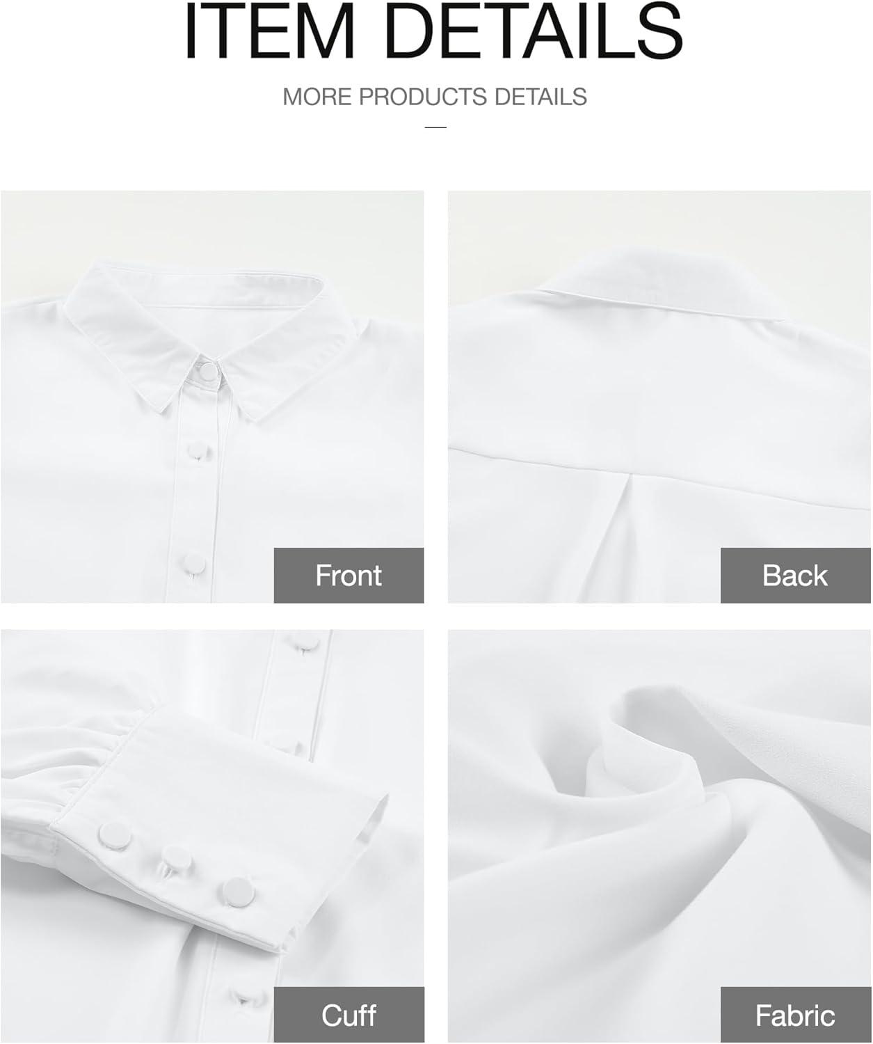 imageBTFBM Women Fashion Button Down Shirts V Neck Printed Solid Boho Long Sleeve Blouses Dressy Casual Summer Fall TopsSolid White