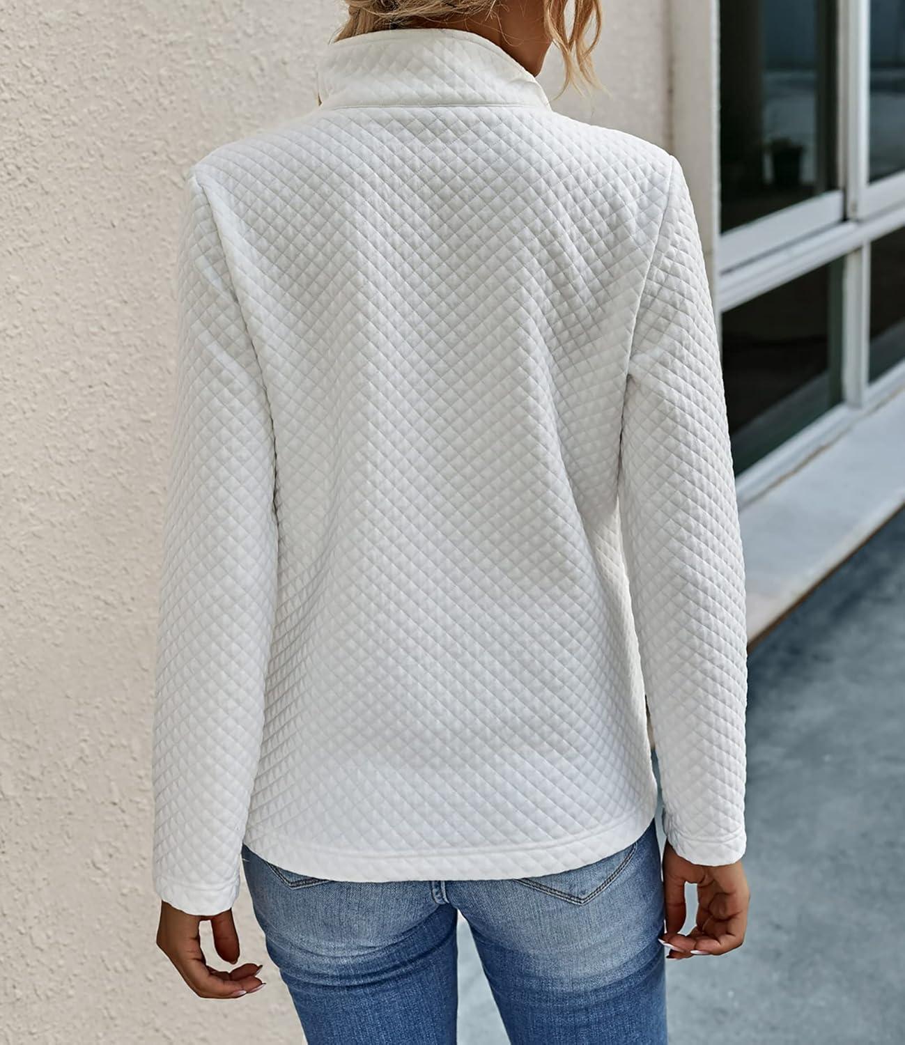 imageBTFBM Women Fashion Quilted Pattern Lightweight Zipper Long Sleeve Plain Casual Ladies Sweatshirts Pullovers Shirts Tops