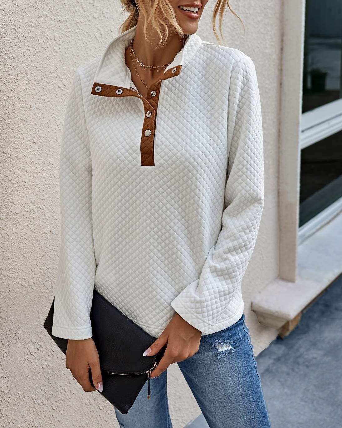 imageBTFBM Women Fashion Quilted Pattern Lightweight Zipper Long Sleeve Plain Casual Ladies Sweatshirts Pullovers Shirts Tops
