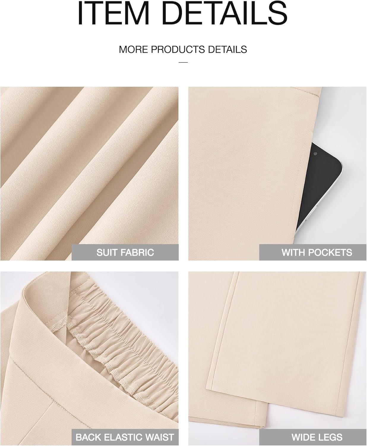 imageBTFBM Women High Waisted Wide Leg Pants Spring 2026 Business Casual Work Pants Loose Office Palazzo Trousers PocketsBeige