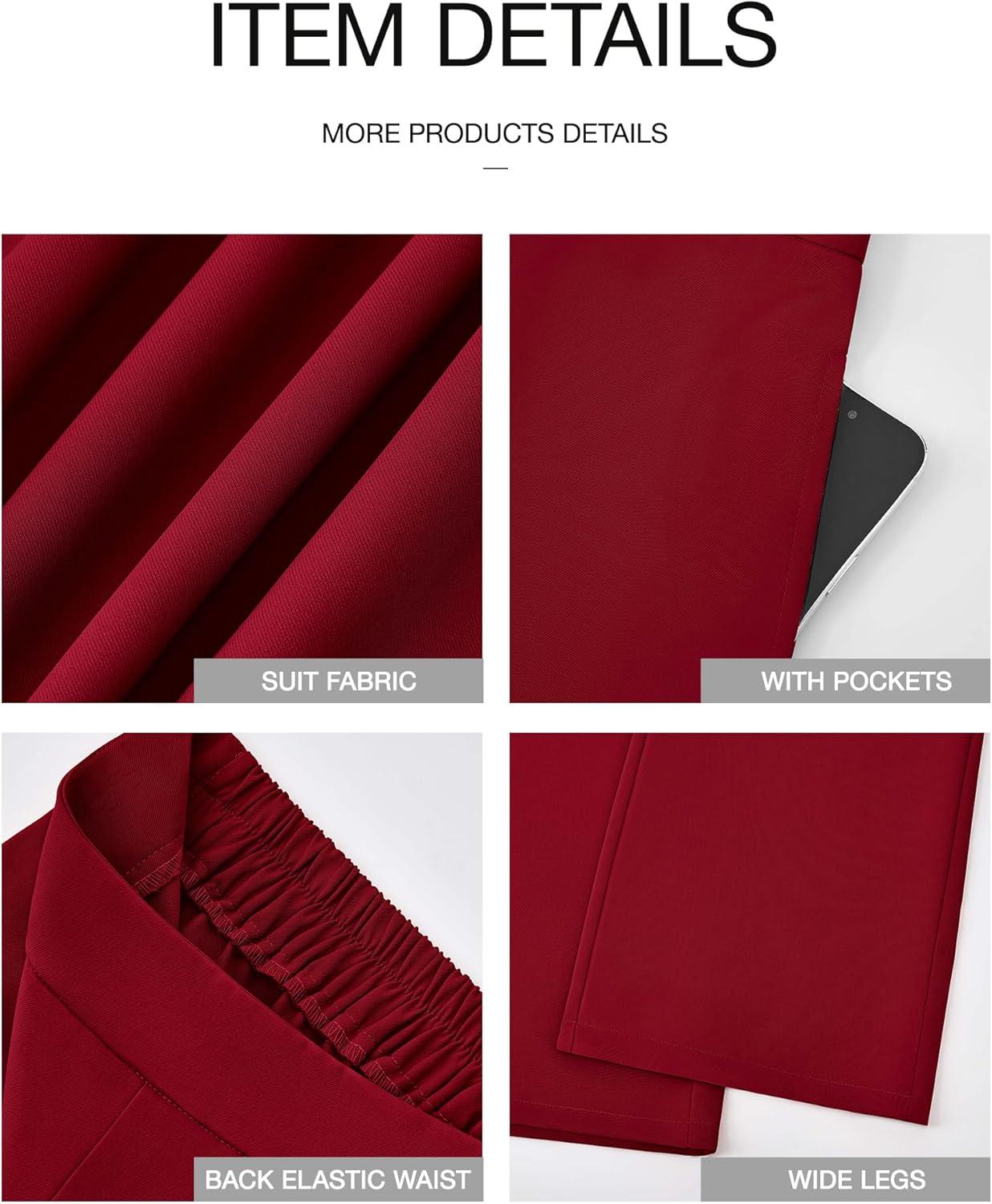 imageBTFBM Women High Waisted Wide Leg Pants Spring 2026 Business Casual Work Pants Loose Office Palazzo Trousers PocketsBurgundy