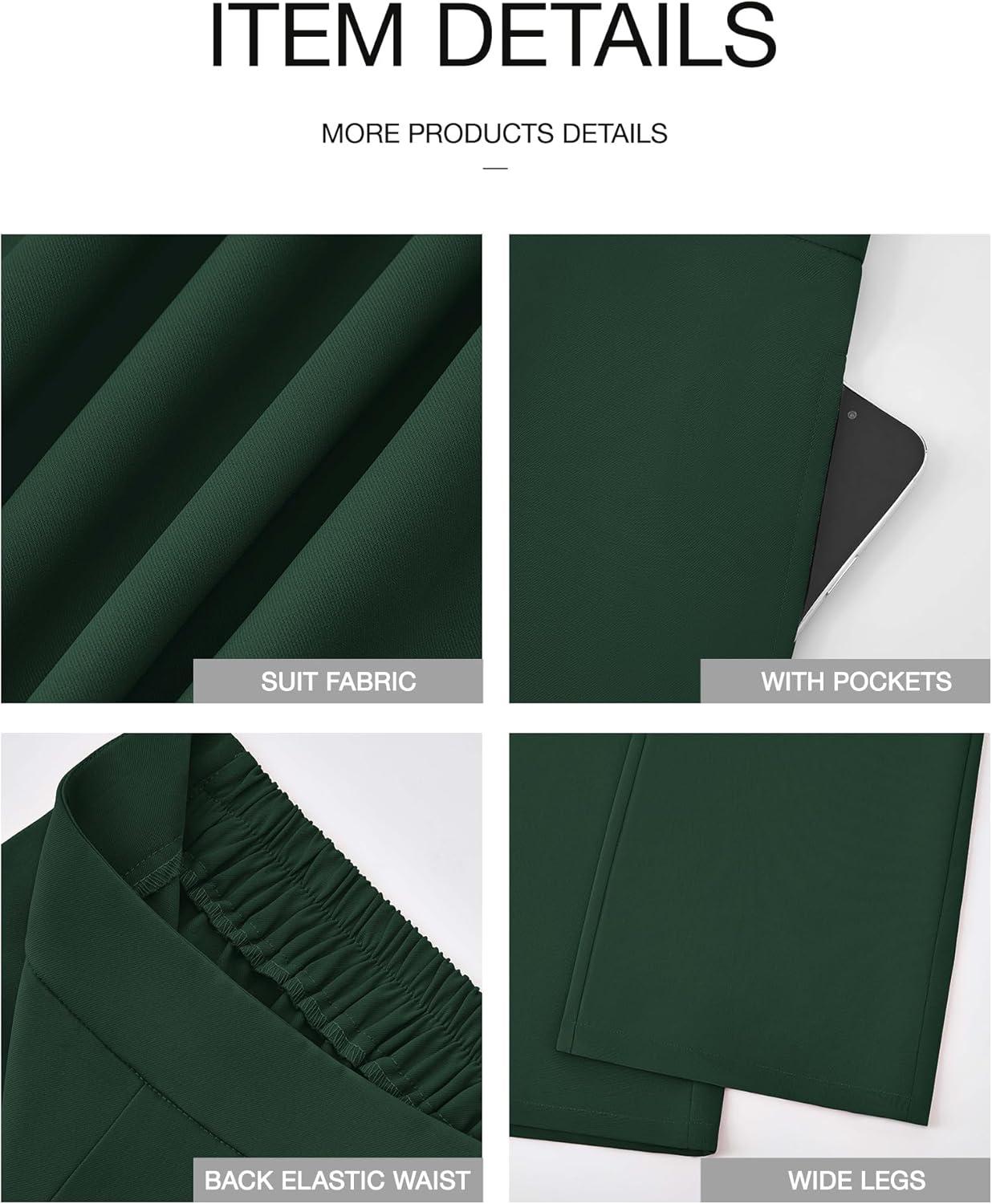 imageBTFBM Women High Waisted Wide Leg Pants Spring 2026 Business Casual Work Pants Loose Office Palazzo Trousers PocketsDark Green