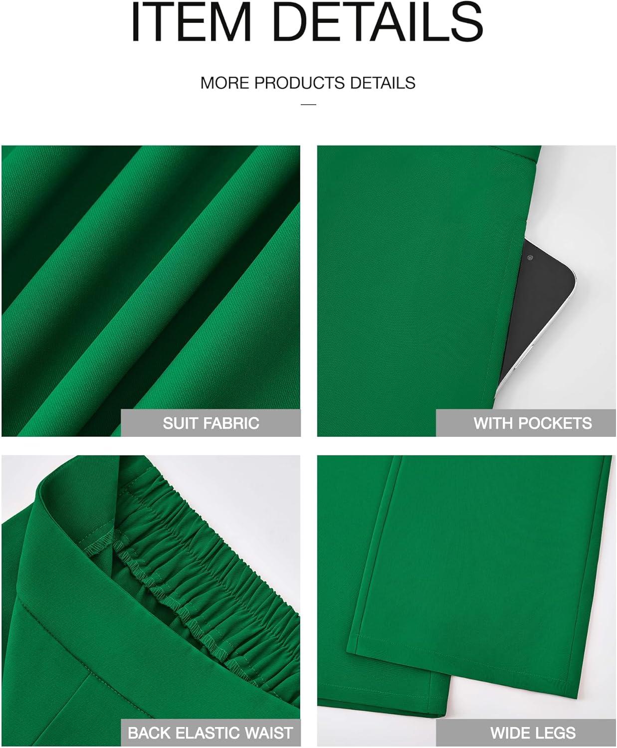 imageBTFBM Women High Waisted Wide Leg Pants Spring 2026 Business Casual Work Pants Loose Office Palazzo Trousers PocketsGreen