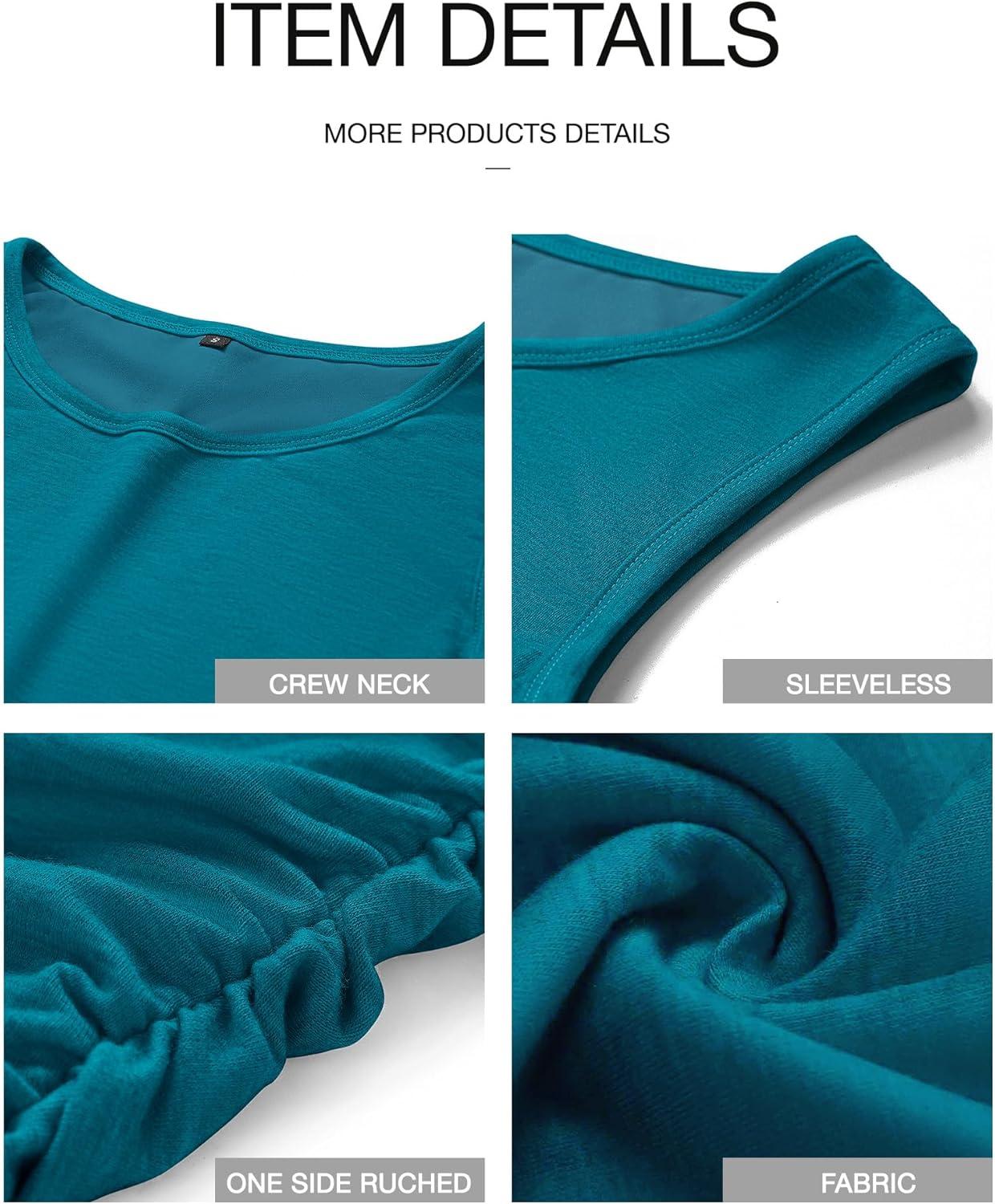 imageBTFBM Women Summer Dresses 2025 Fall Sleeveless Tank Crew Neck Casual Ruched Bodycon Party Club Beach Short Mini DressDeep Blue