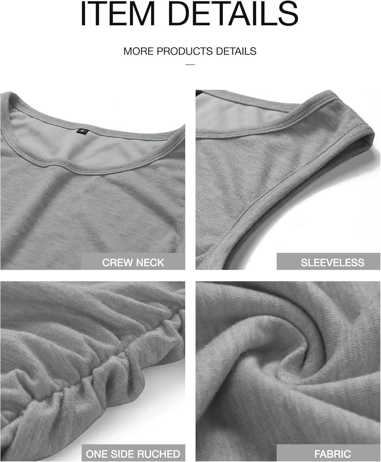 imageBTFBM Women Summer Dresses 2025 Fall Sleeveless Tank Crew Neck Casual Ruched Bodycon Party Club Beach Short Mini DressGrey