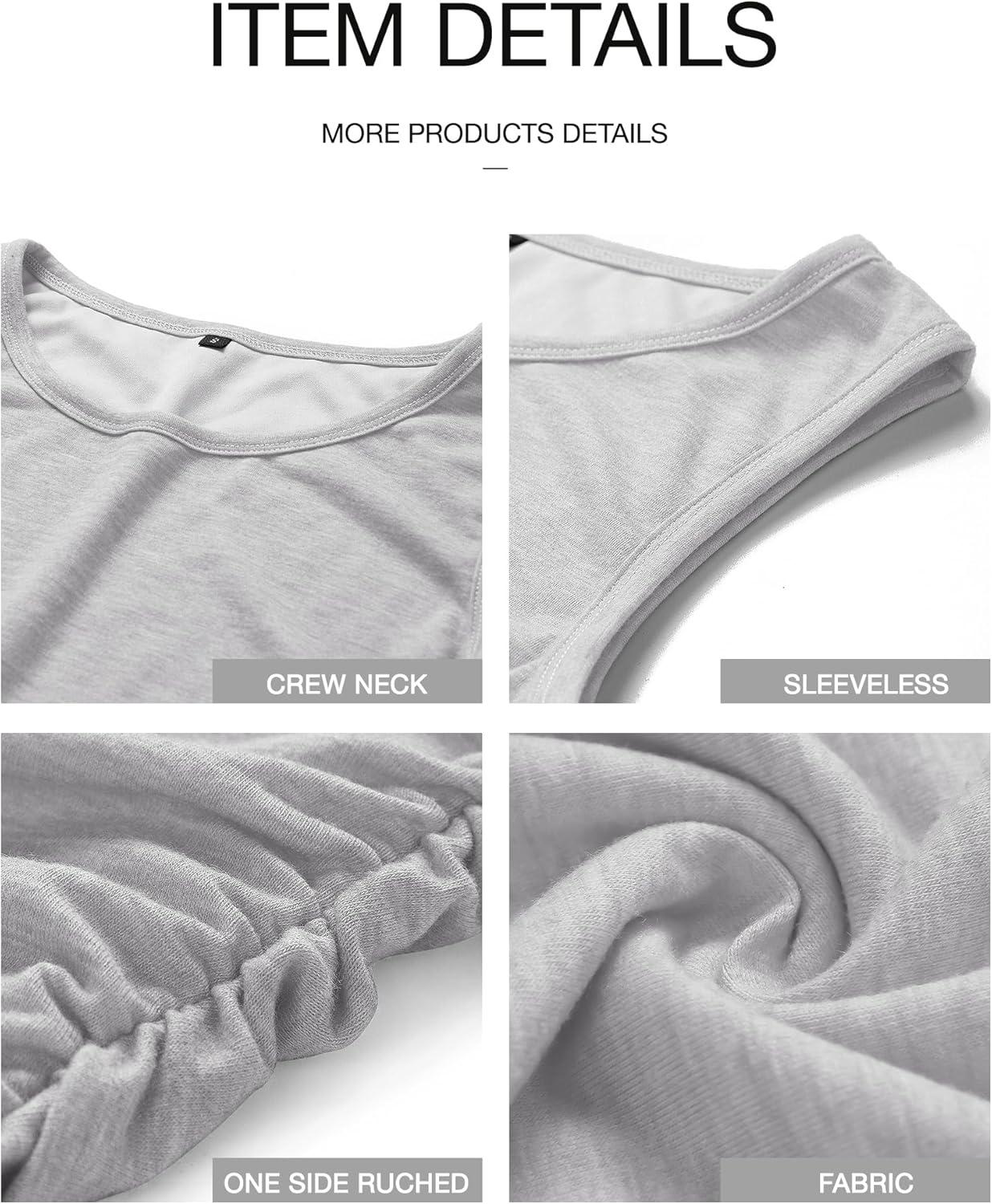 imageBTFBM Women Summer Dresses 2025 Fall Sleeveless Tank Crew Neck Casual Ruched Bodycon Party Club Beach Short Mini DressLight Grey