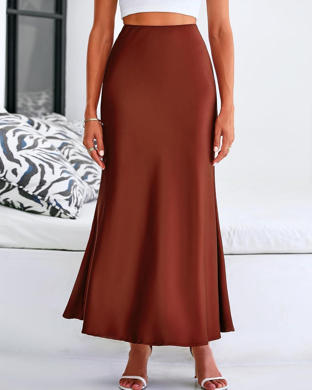 imageBTFBM Womens Spring Skirts 2026 Business Casual Clothes High Waisted Cocktail Party Wedding Guest Mermaid Maxi SkirtBrown