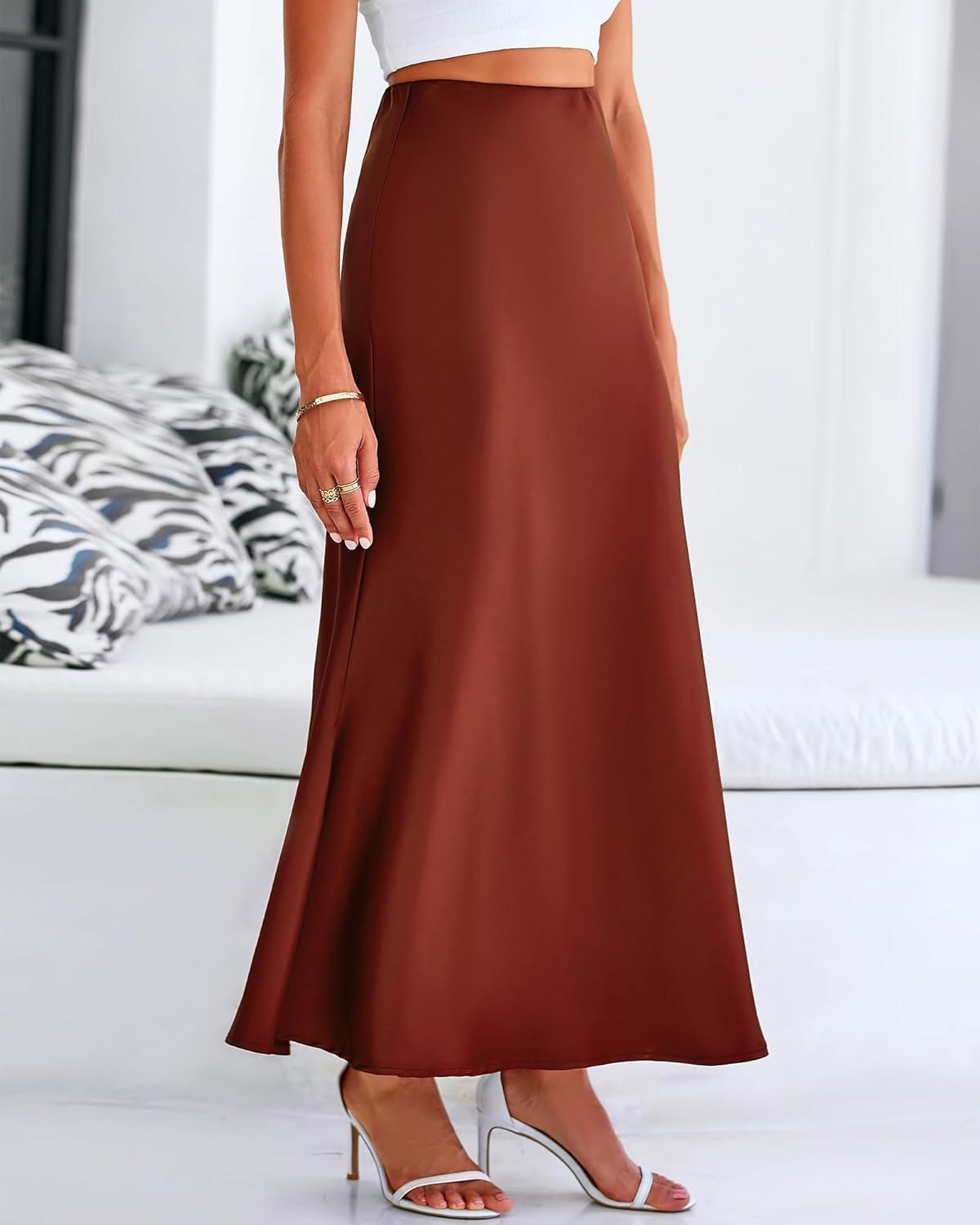 imageBTFBM Womens Spring Skirts 2026 Business Casual Clothes High Waisted Cocktail Party Wedding Guest Mermaid Maxi SkirtBrown