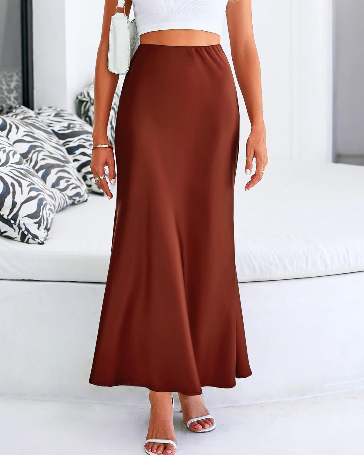 imageBTFBM Womens Spring Skirts 2026 Business Casual Clothes High Waisted Cocktail Party Wedding Guest Mermaid Maxi SkirtBrown