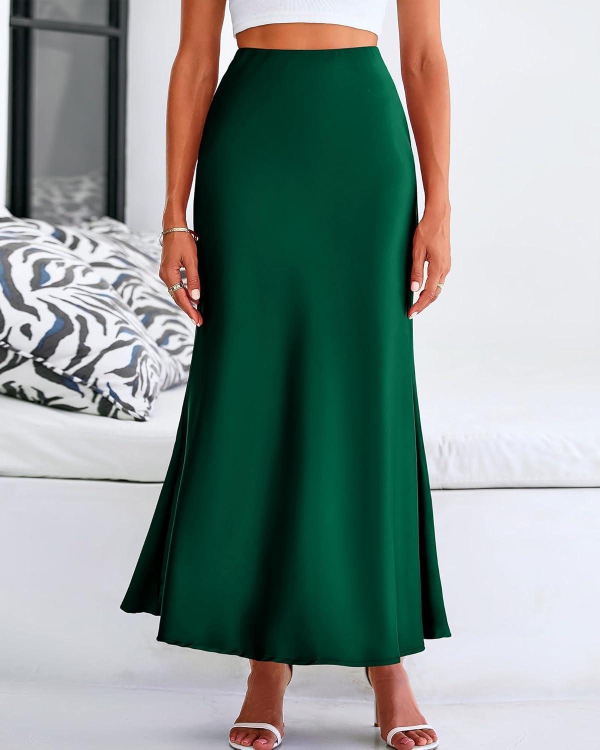 imageBTFBM Womens Spring Skirts 2026 Business Casual Clothes High Waisted Cocktail Party Wedding Guest Mermaid Maxi SkirtDark Green