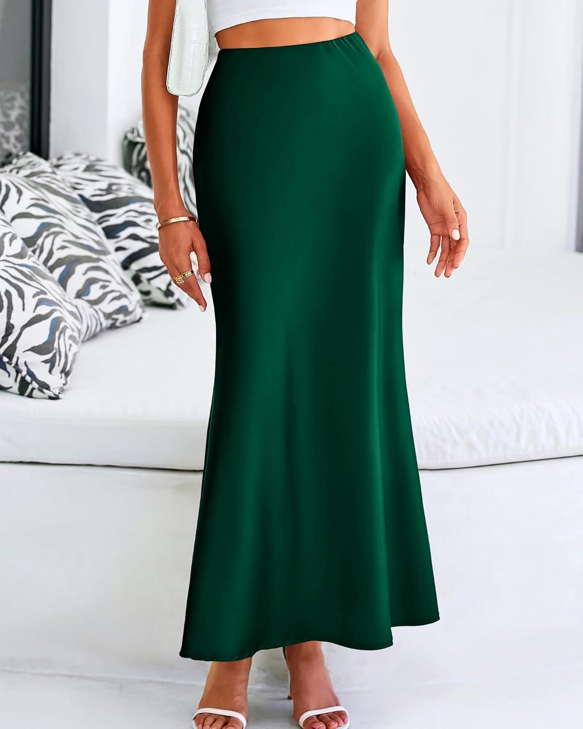 imageBTFBM Womens Spring Skirts 2026 Business Casual Clothes High Waisted Cocktail Party Wedding Guest Mermaid Maxi SkirtDark Green