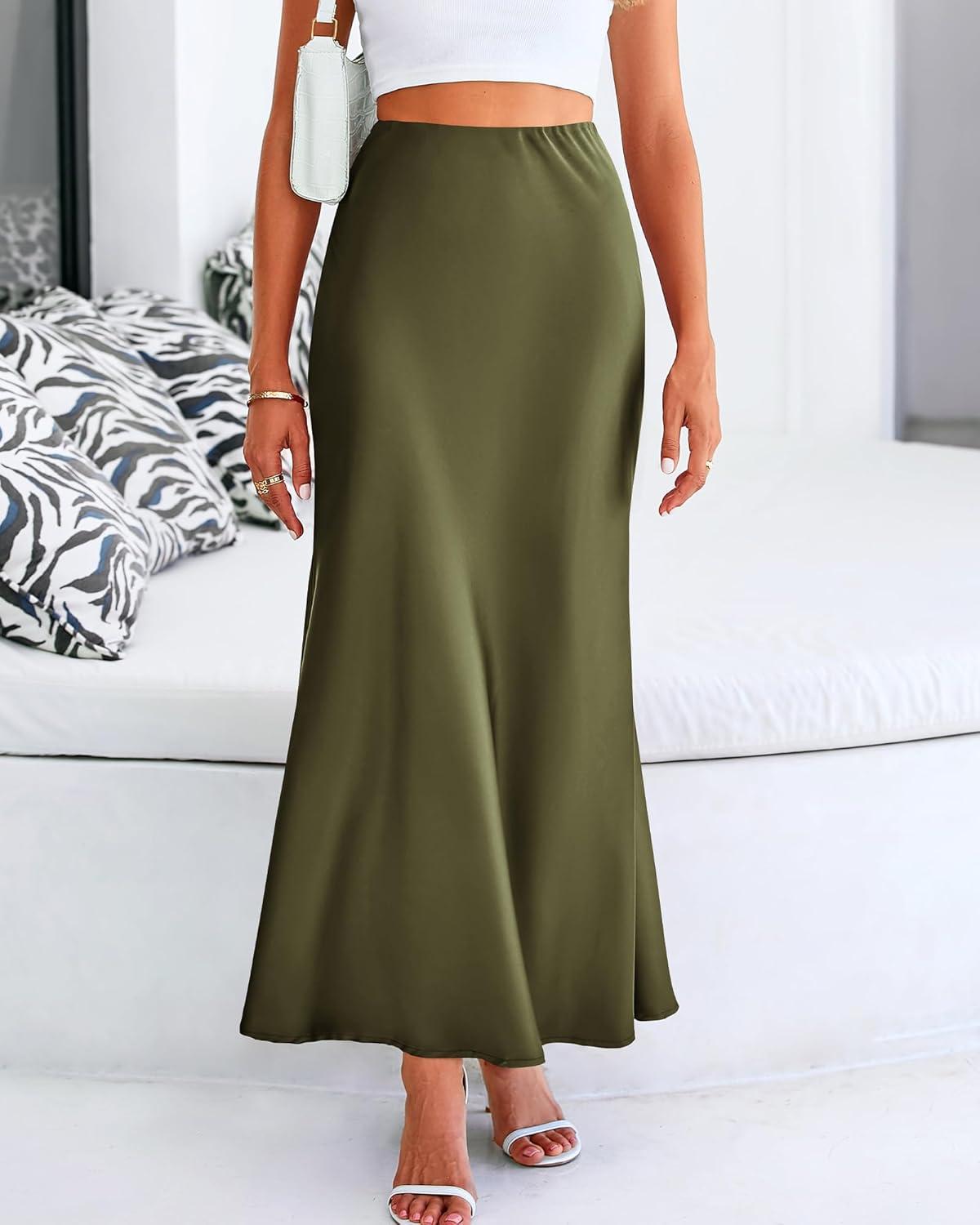 imageBTFBM Womens Spring Skirts 2026 Business Casual Clothes High Waisted Cocktail Party Wedding Guest Mermaid Maxi SkirtLight Army Green