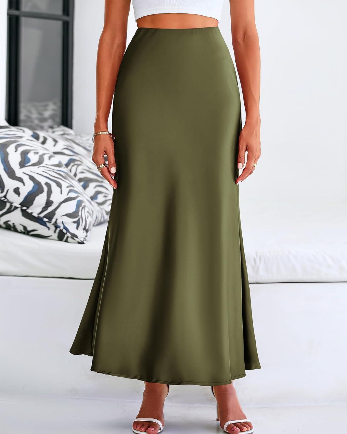 imageBTFBM Womens Spring Skirts 2026 Business Casual Clothes High Waisted Cocktail Party Wedding Guest Mermaid Maxi SkirtLight Army Green