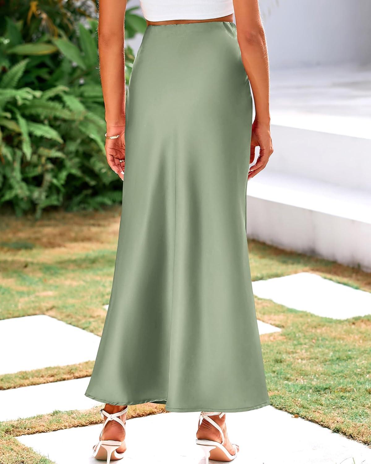 imageBTFBM Womens Spring Skirts 2026 Business Casual Clothes High Waisted Cocktail Party Wedding Guest Mermaid Maxi SkirtLight Green