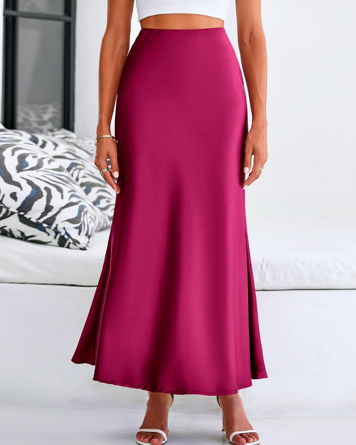 imageBTFBM Womens Spring Skirts 2026 Business Casual Clothes High Waisted Cocktail Party Wedding Guest Mermaid Maxi SkirtRose Red