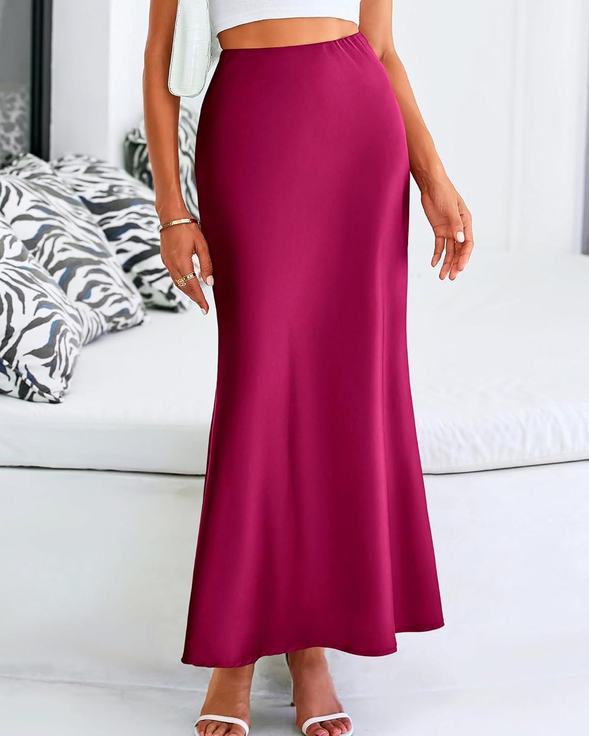 imageBTFBM Womens Spring Skirts 2026 Business Casual Clothes High Waisted Cocktail Party Wedding Guest Mermaid Maxi SkirtRose Red