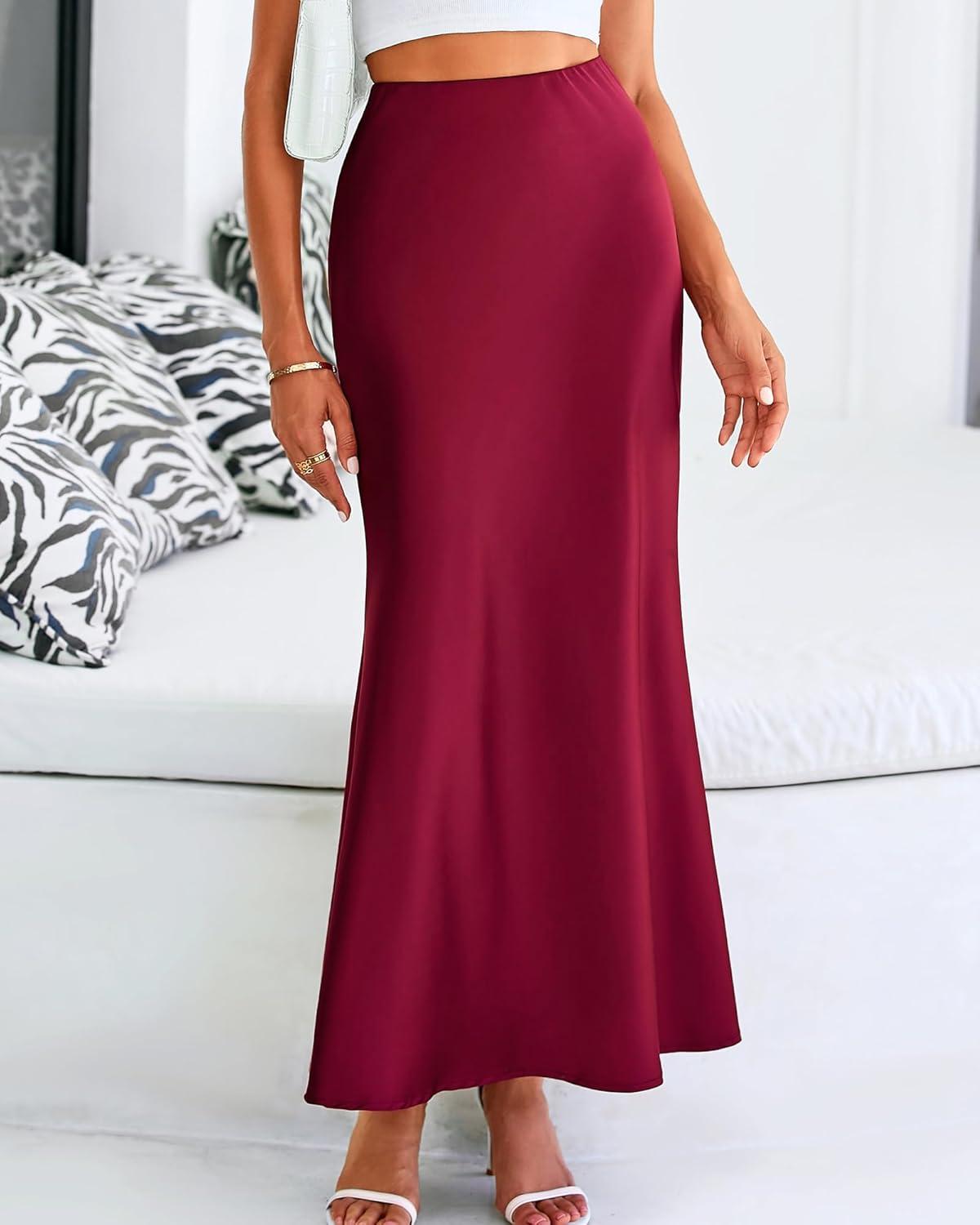 imageBTFBM Womens Spring Skirts 2026 Business Casual Clothes High Waisted Cocktail Party Wedding Guest Mermaid Maxi SkirtWine Red