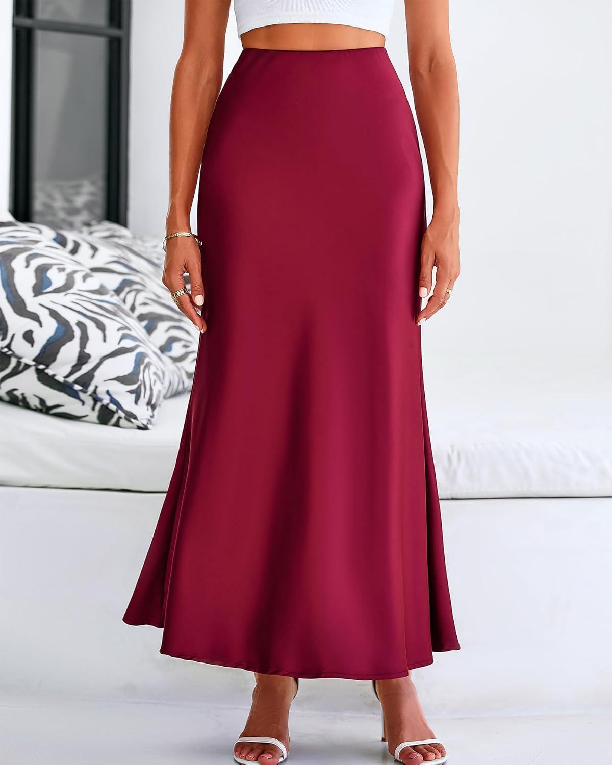 imageBTFBM Womens Spring Skirts 2026 Business Casual Clothes High Waisted Cocktail Party Wedding Guest Mermaid Maxi SkirtWine Red