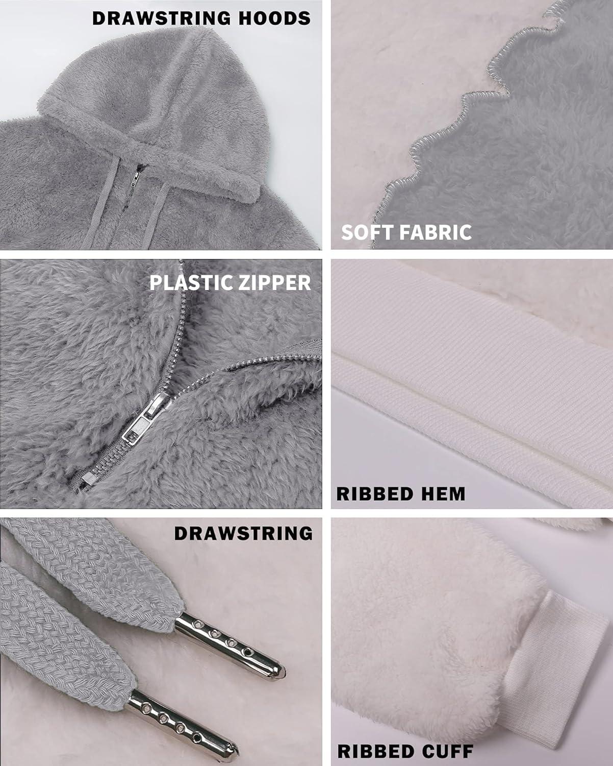 imageBTFBM Womens Sweatshirt Sherpa Quarter Zip Pullover Fall Winter 2025 Long Sleeve Fleece Sweaters Hoodies SweatshirtsQlight Grey