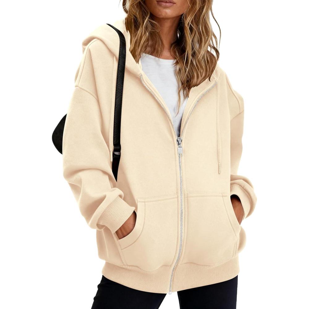imageBTFBM Hoodies for Women Zip Up jacket Drawstring Fall Fashion 2025 Trendy Long Sleeve Sweatshirt Winter Clothing OutfitsBeige