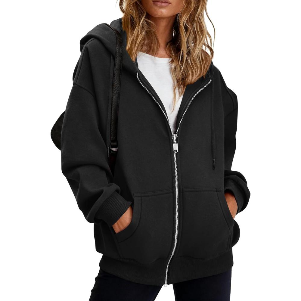 imageBTFBM Hoodies for Women Zip Up jacket Drawstring Fall Fashion 2025 Trendy Long Sleeve Sweatshirt Winter Clothing OutfitsBlack